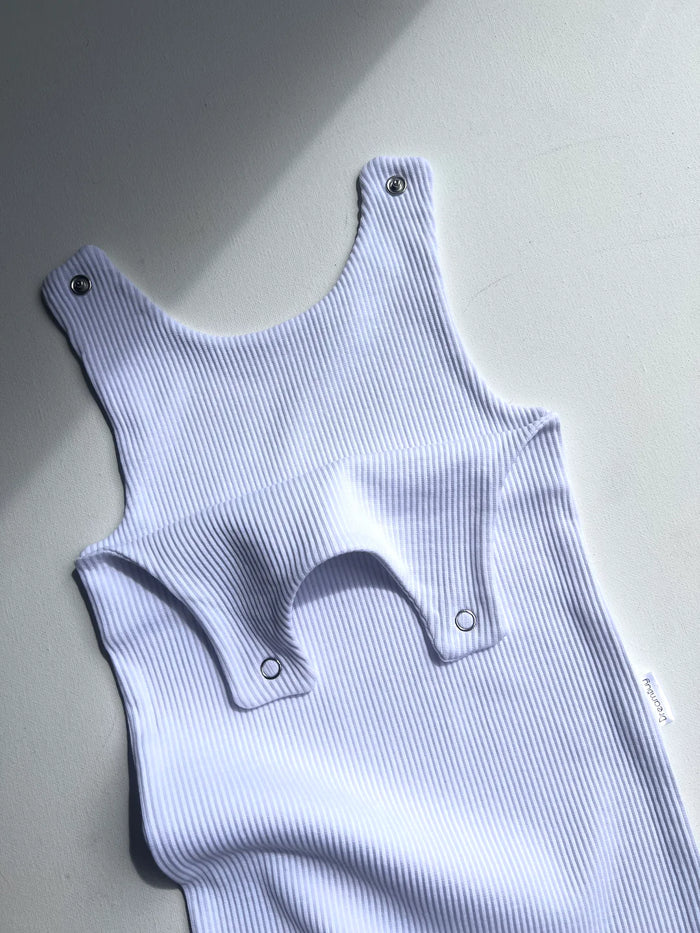 White Ribbed Romper