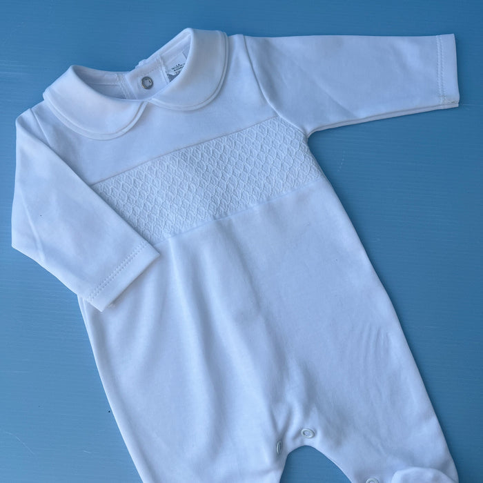 White Smocked Spanish Babygrow