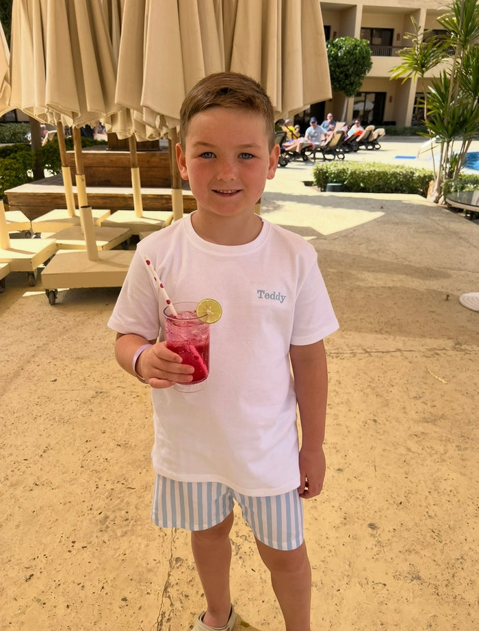 White T-shirt with side name