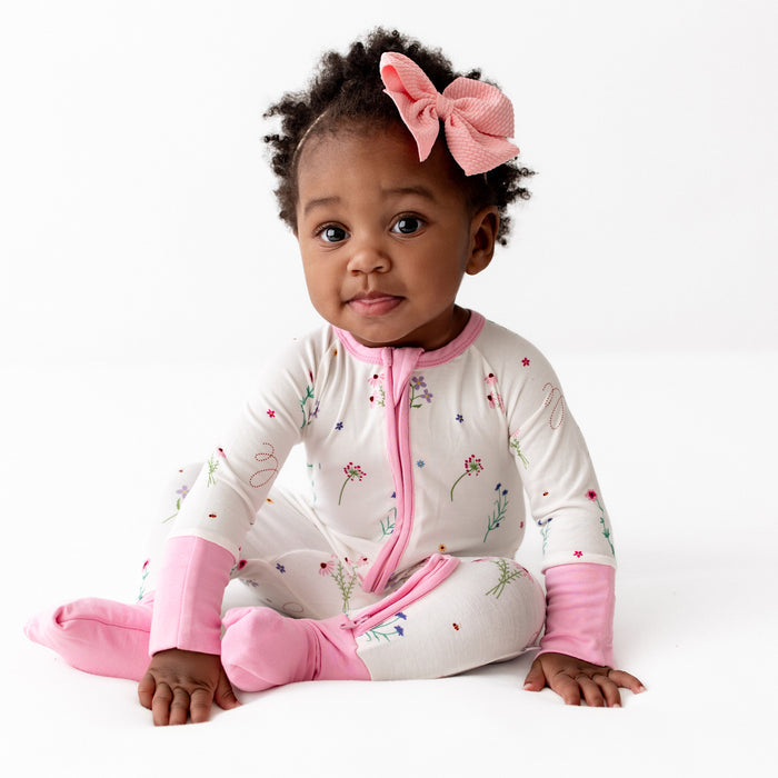 Wildflowers convertible romper for babies, front view