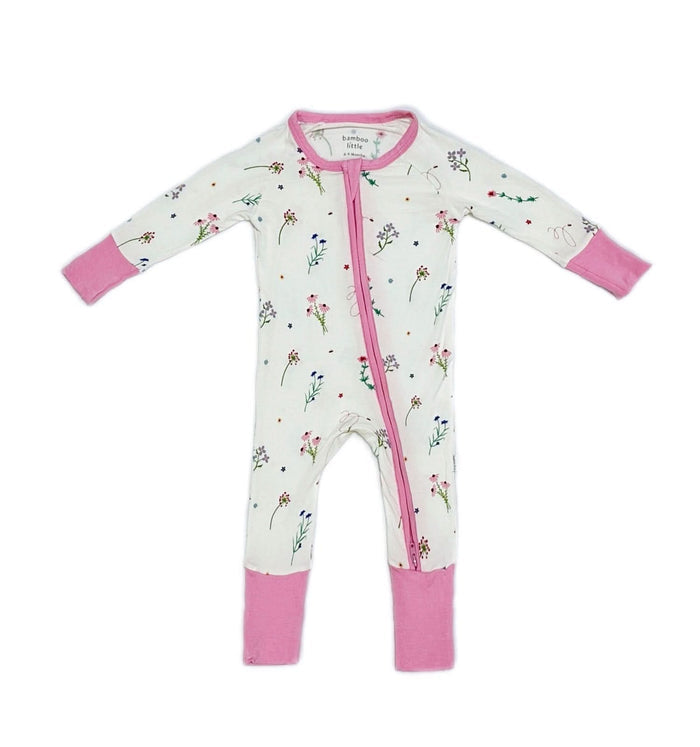 Wildflowers print baby romper flat lay