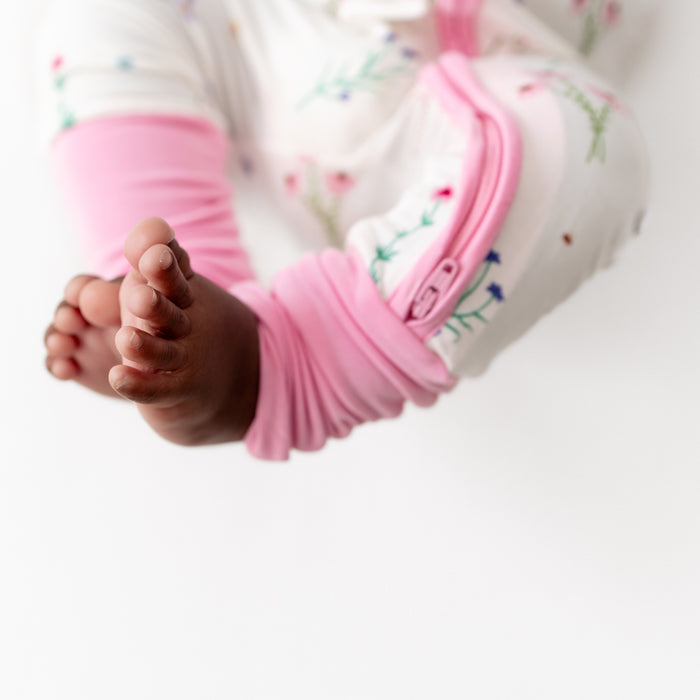Wildflowers convertible romper on baby, full body view