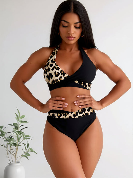 Women Two Piece Bathing Suits Push Up Bikini Set Halter Swimsuit Vintage Swimwear