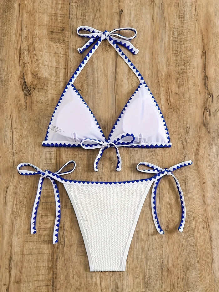 Women Two Piece Swimsuits Halter String Triangle Bathing Suit Sexy Tie Side Bottom Swimwear