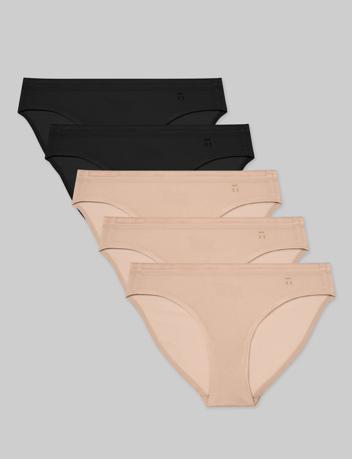 OLD::Women's Air Bikini (5-Pack)::Black/Rugby Tan