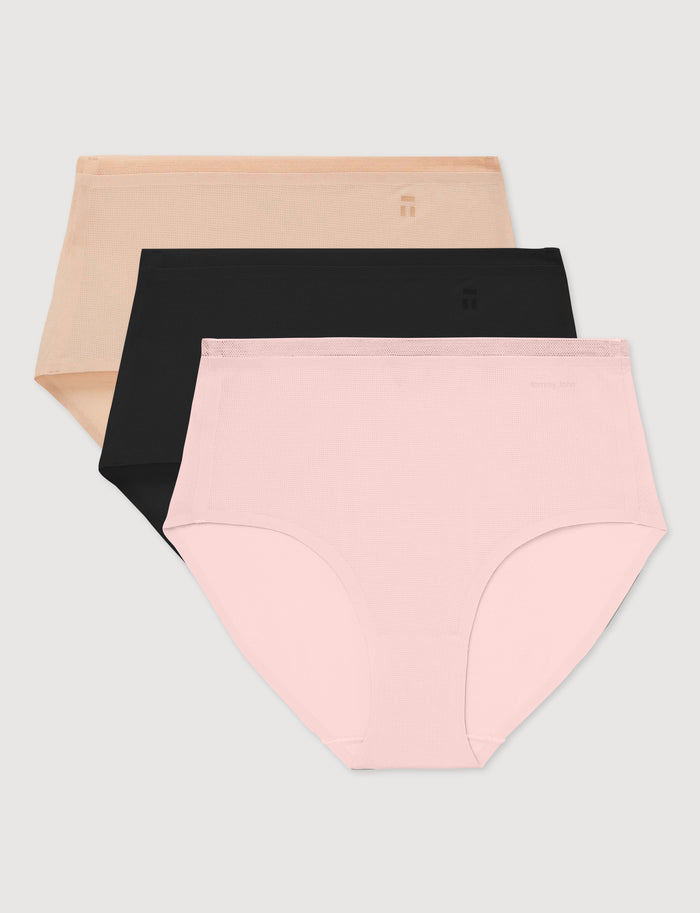 Women's Air High Rise Brief (3-Pack)::Rugby Tan/Rosewater/Black