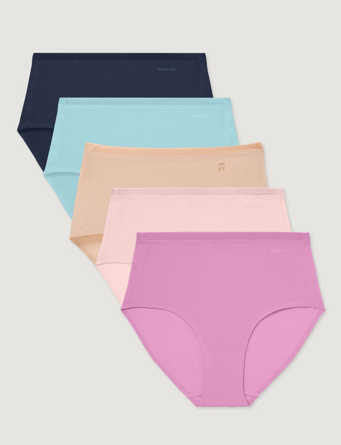 Women's Air High Rise Brief (5-Pack)::Dress Blues/Clearwater/Rugby Tan/Rosewater/Lilac Chiffon