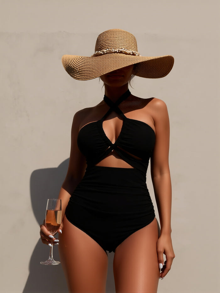Women's Bikini Sets Two Piece Swimsuit High Waisted V Neck Twist Front Adjustable Spaghetti Straps Bathing Suit
