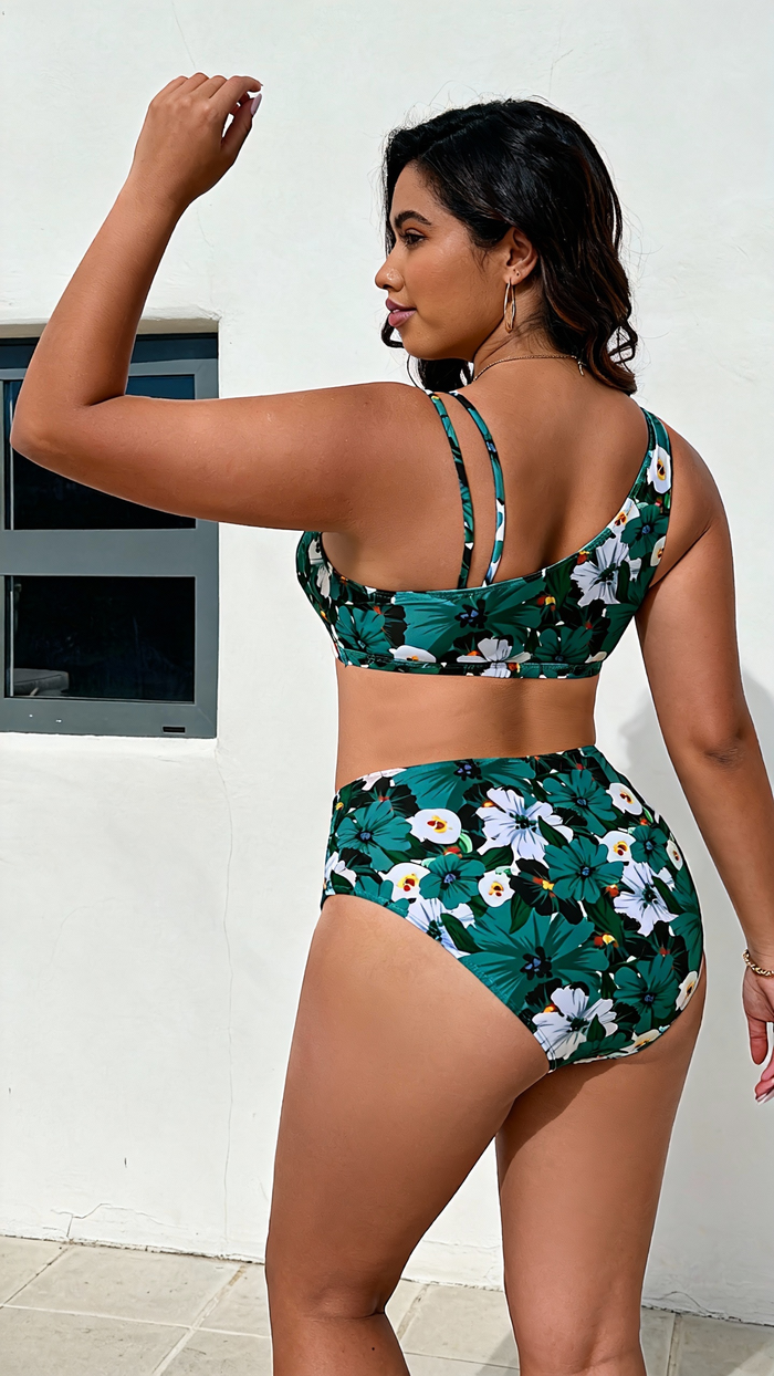 Women's Bikini Sets Two Piece Swimsuit High Waisted V Neck Twist Front Adjustable Spaghetti Straps Bathing Suit