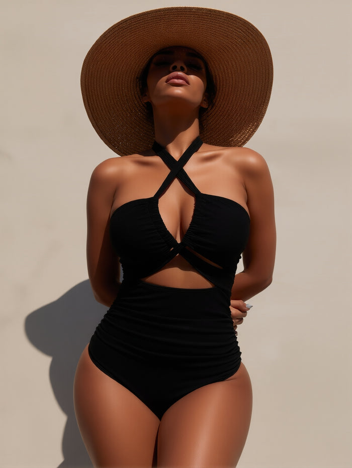 Women's Bikini Sets Two Piece Swimsuit High Waisted V Neck Twist Front Adjustable Spaghetti Straps Bathing Suit