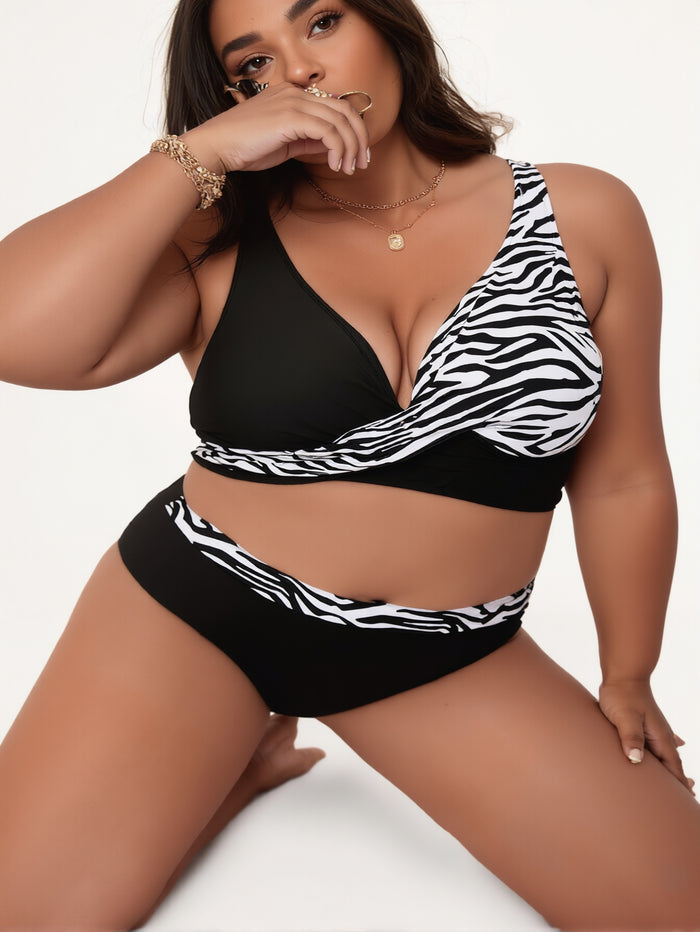 Women's Bikini Sets Two Piece Swimsuit High Waisted V Neck Twist Front Adjustable Spaghetti Straps Bathing Suit