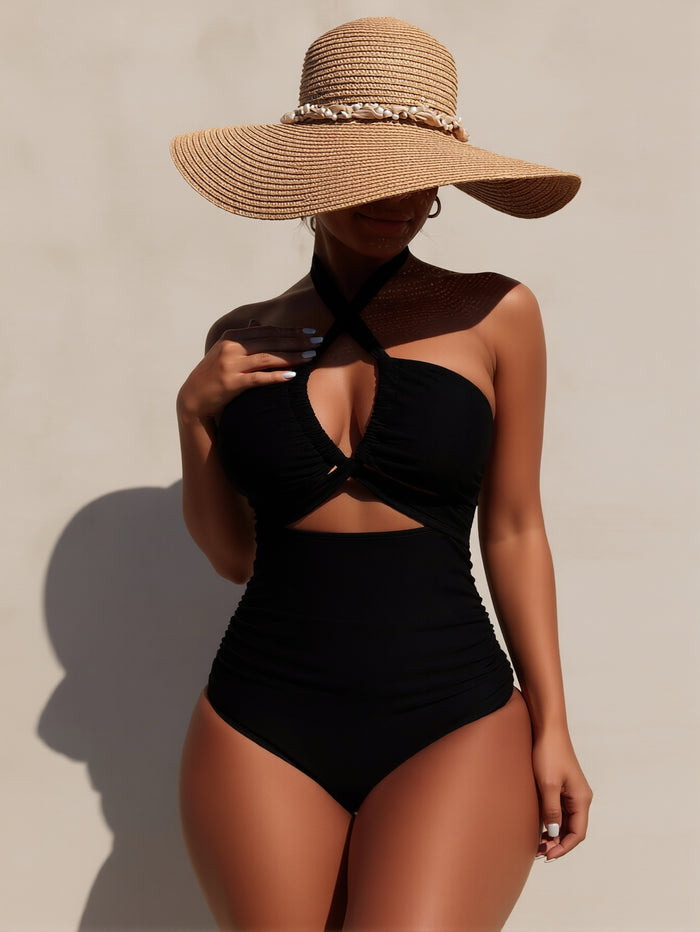 Women's Bikini Sets Two Piece Swimsuit High Waisted V Neck Twist Front Adjustable Spaghetti Straps Bathing Suit