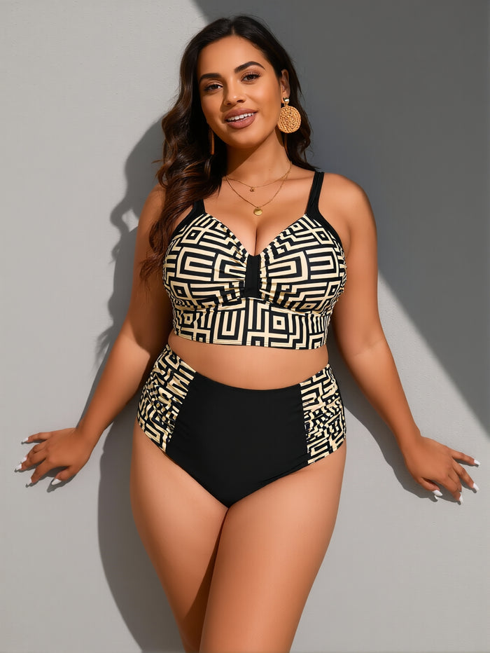 Women's Bikini Sets Two Piece Swimsuit High Waisted V Neck Twist Front Adjustable Spaghetti Straps Bathing Suit