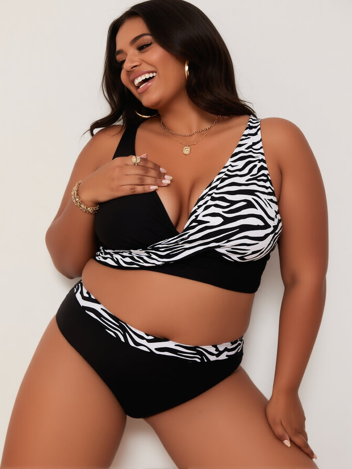 Women's Bikini Sets Two Piece Swimsuit High Waisted V Neck Twist Front Adjustable Spaghetti Straps Bathing Suit