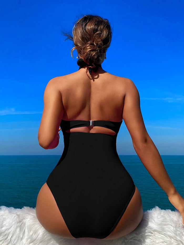 Women's Bikini Sets Two Piece Swimsuit High Waisted V Neck Twist Front Adjustable Spaghetti Straps Bathing Suit