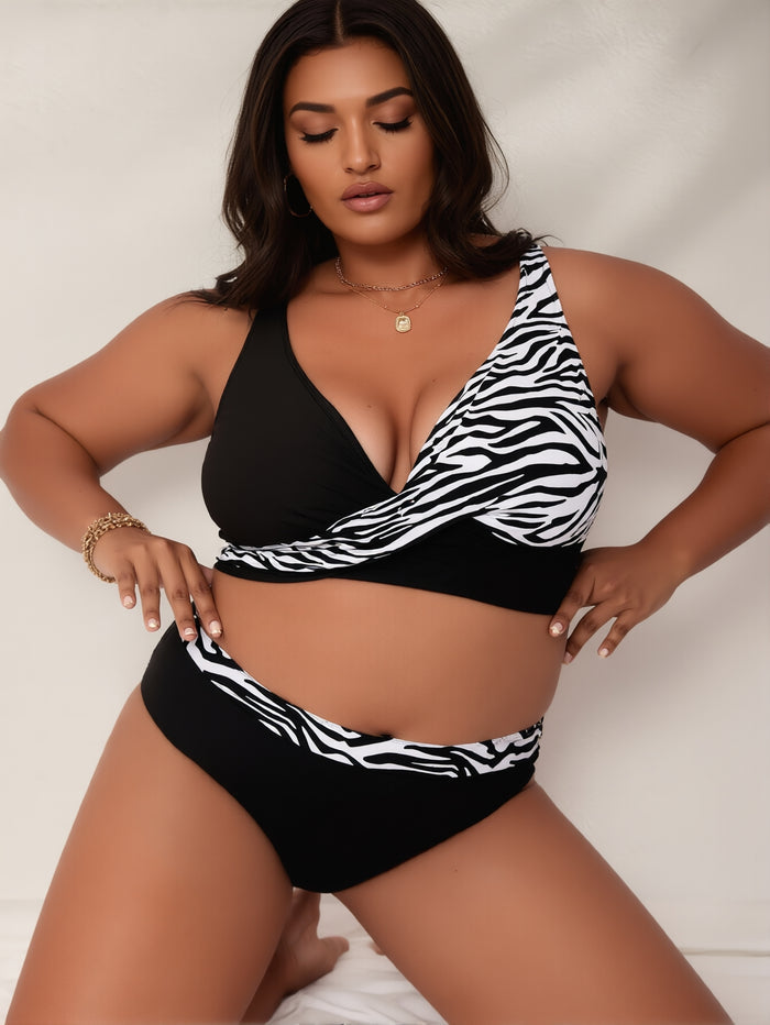 Women's Bikini Sets Two Piece Swimsuit High Waisted V Neck Twist Front Adjustable Spaghetti Straps Bathing Suit