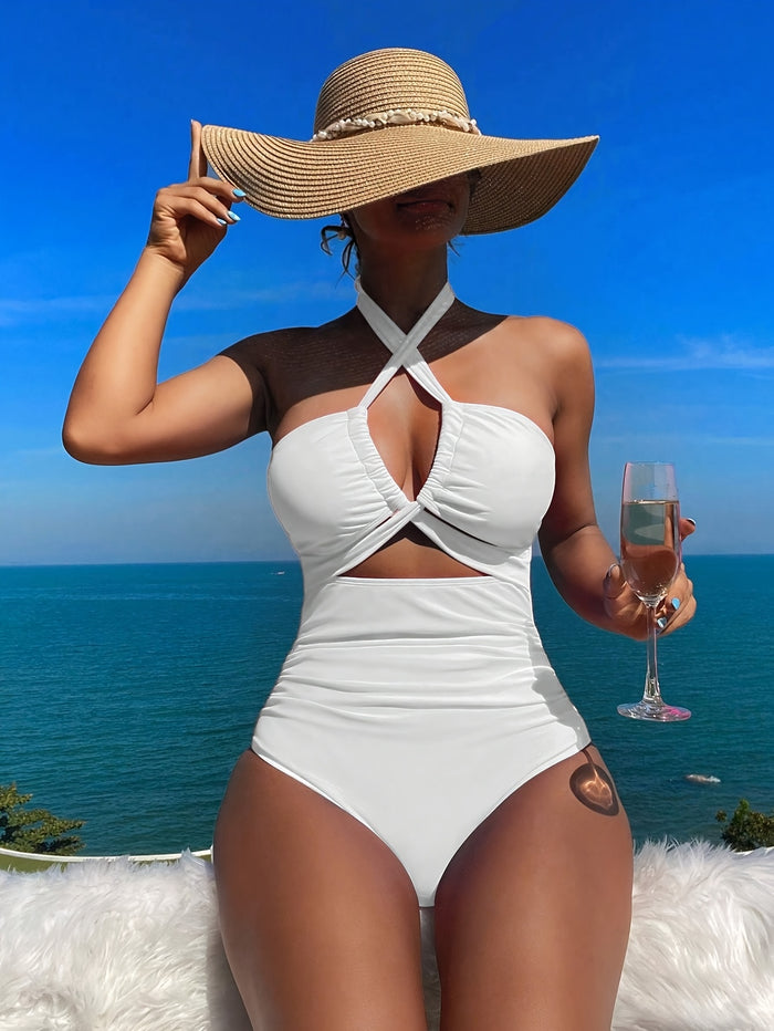 Women's Bikini Sets Two Piece Swimsuit High Waisted V Neck Twist Front Adjustable Spaghetti Straps Bathing Suit