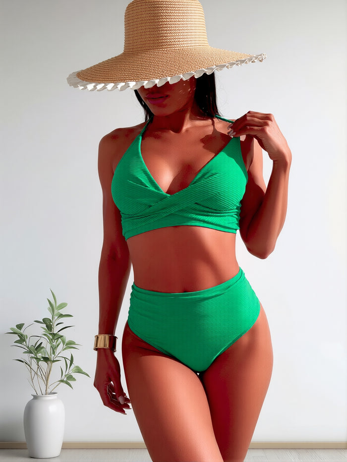 Womens Bikini Sets Two Piece Swimsuits High Waisted Halter Twist Front Bathing Suit 2026 Summer Beach Swimwear
