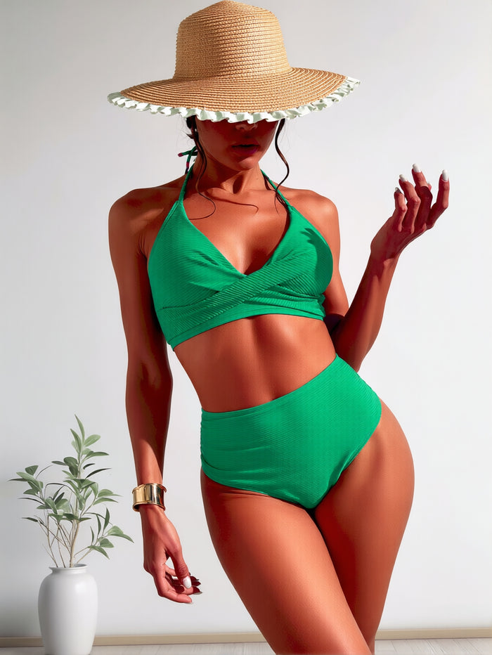 Womens Bikini Sets Two Piece Swimsuits High Waisted Halter Twist Front Bathing Suit 2026 Summer Beach Swimwear