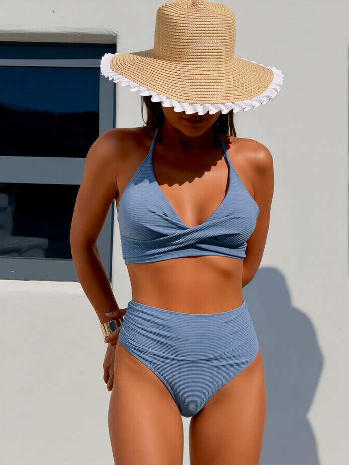 Womens Bikini Sets Two Piece Swimsuits High Waisted Halter Twist Front Bathing Suit 2026 Summer Beach Swimwear