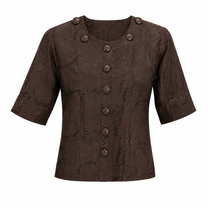Women’s Brown Printed Front-Button Top product image from ANS Billion