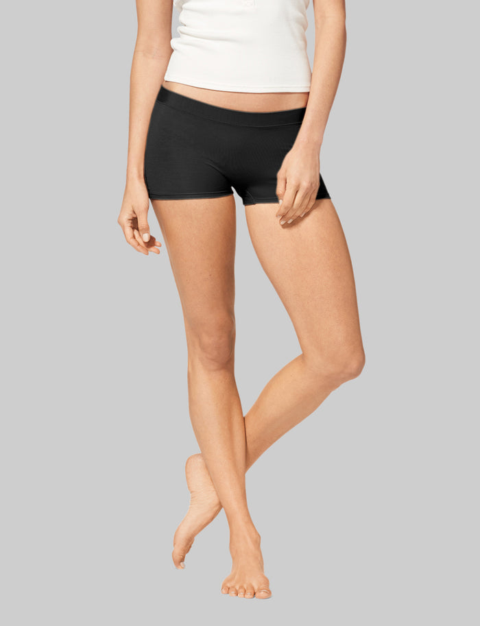 OLD::Women's Cool Cotton Boyshort (3-Pack)::Black/Maple Sugar/Rosewater