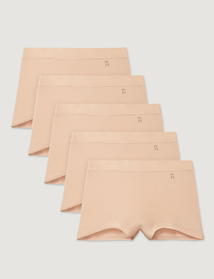 Women's Cool Cotton Boyshort (5-Pack)::Maple Sugar