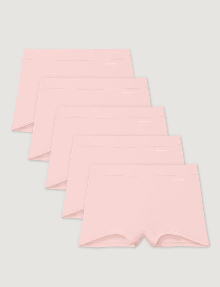 Women's Cool Cotton Boyshort (5-Pack)::Rosewater