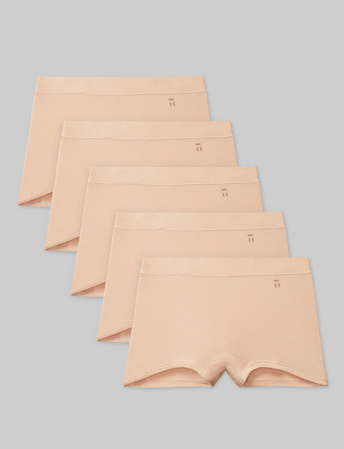 OLD::Women's Cool Cotton Boyshort (5-Pack)::Maple Sugar