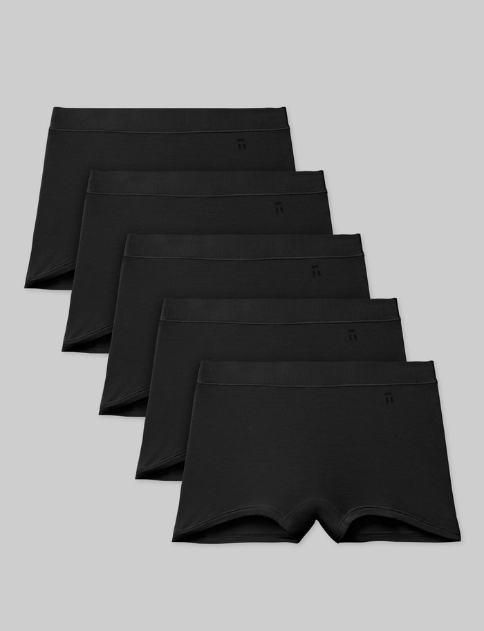 OLD::Women's Cool Cotton Boyshort (5-Pack)::Black