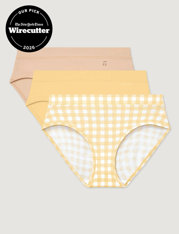 Women's Cool Cotton Brief (3-Pack)::Maple Sugar/Golden Haze/Gingham