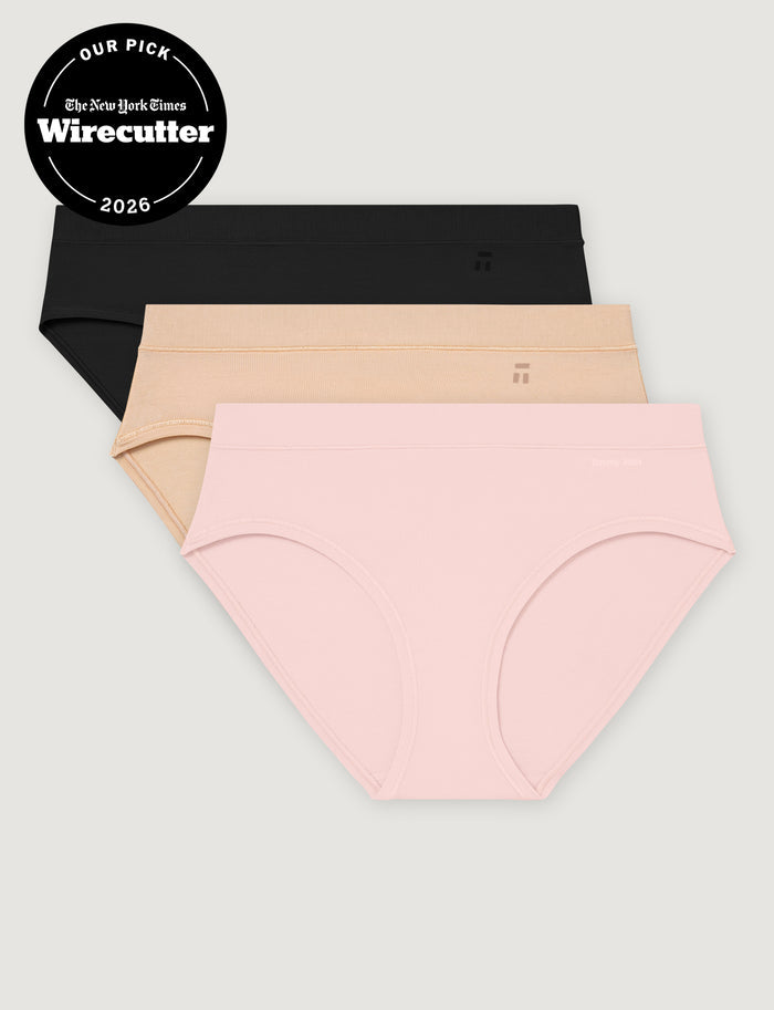 Women's Cool Cotton Brief (3-Pack)::Black/Maple Sugar/Rosewater