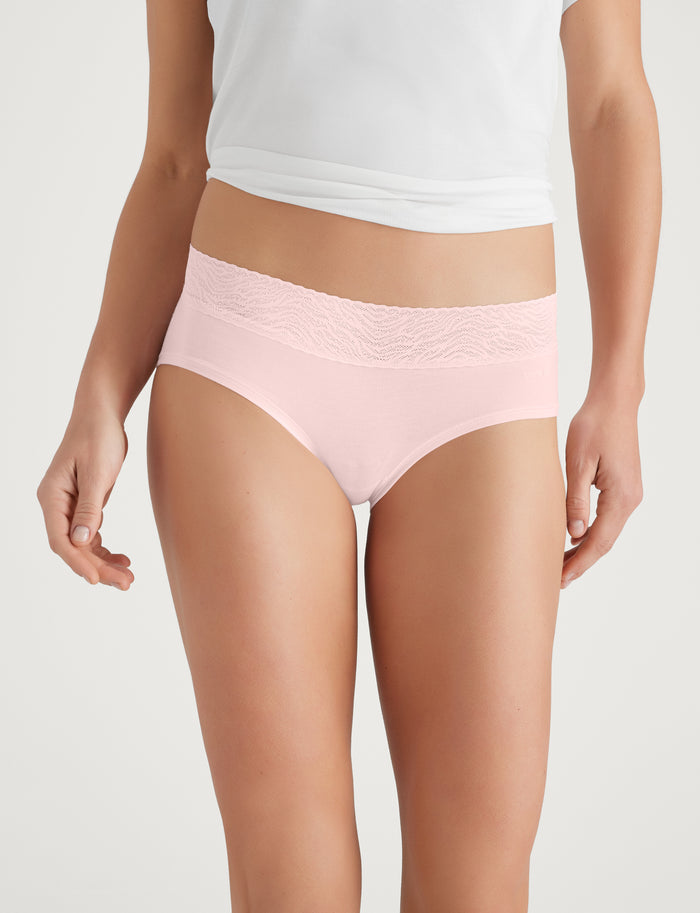 Women's Cool Cotton Brief, Lace Waist (3-Pack)::Black/Shifting Sand/Rosewater Lace Waist