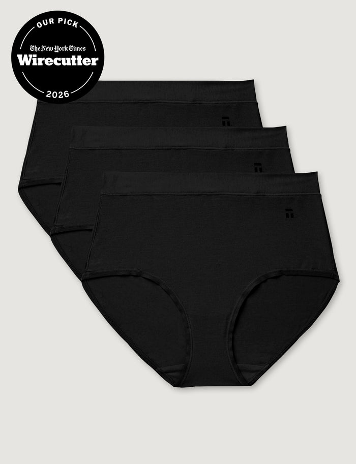 Women's Cool Cotton High Rise Brief (3-Pack)::Black