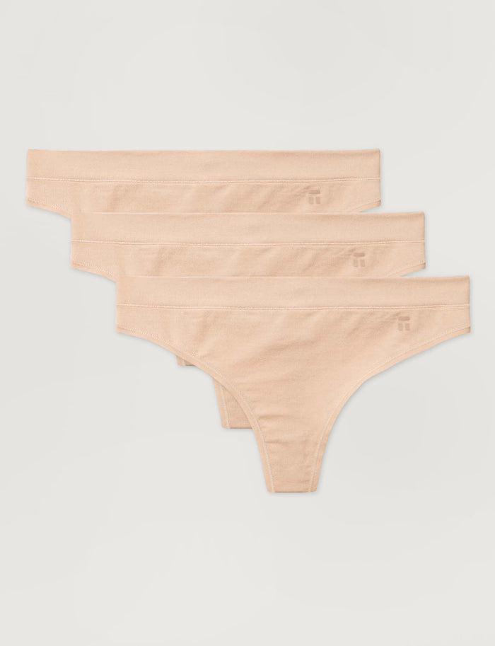 Women's Cool Cotton Thong (3-Pack)::Maple Sugar