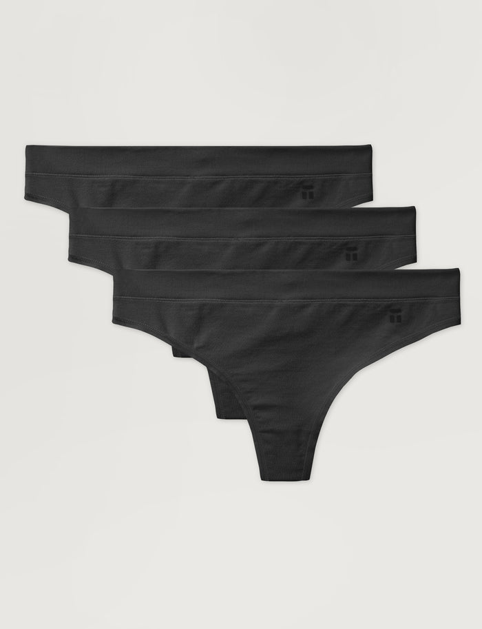 Women's Cool Cotton Thong (3-Pack)::Black
