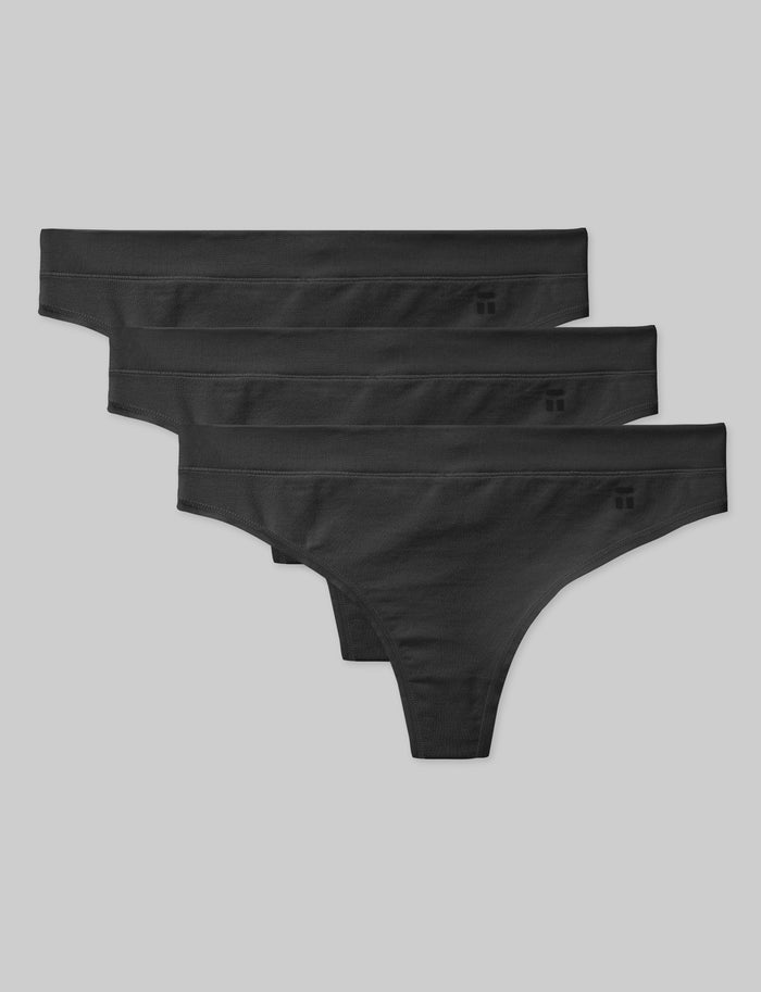OLD::Women's Cool Cotton Thong (3-Pack)::Black