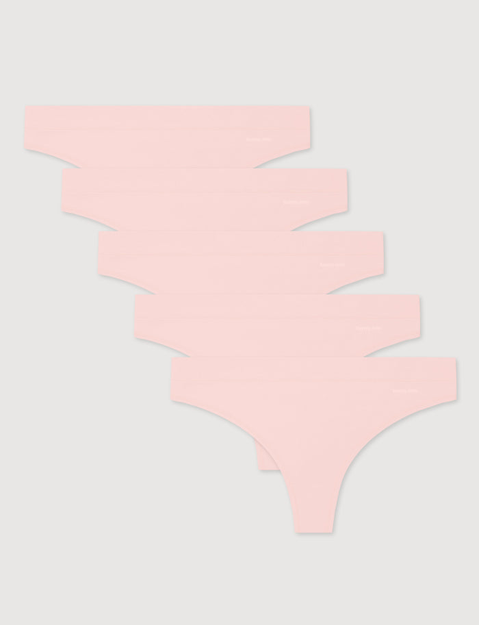 Women's Cool Cotton Thong (5-Pack)::Rosewater::Swatch