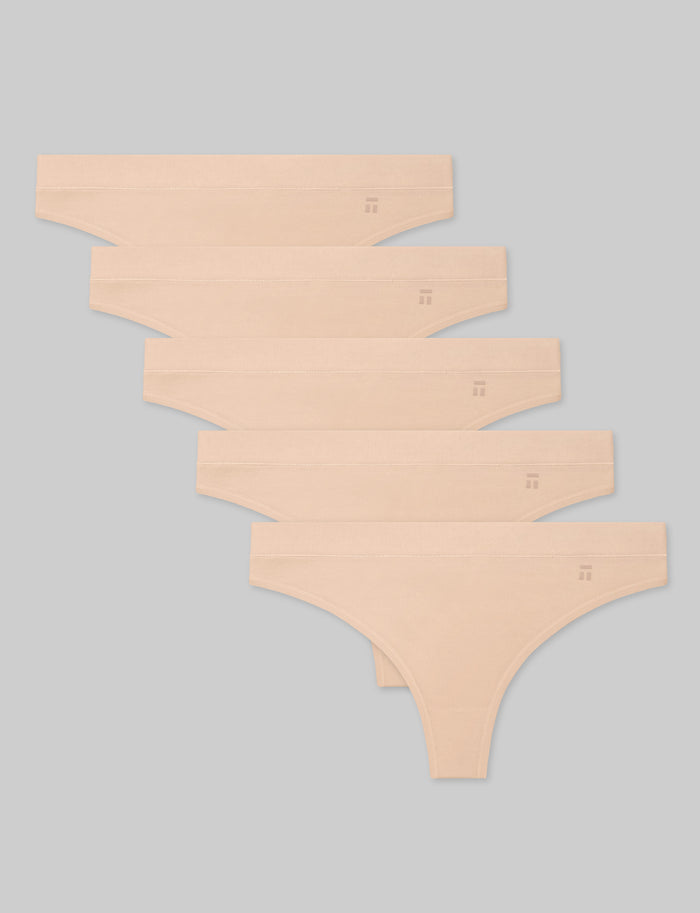 OLD::Women's Cool Cotton Thong (5-Pack)::Maple Sugar