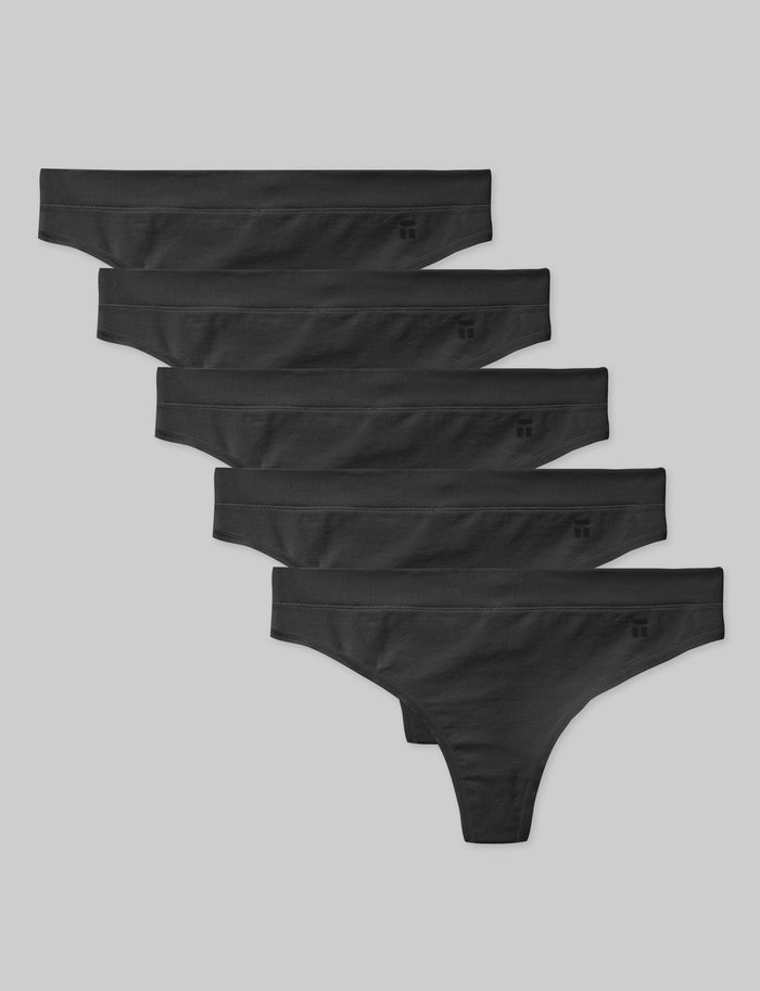 OLD::Women's Cool Cotton Thong (5-Pack)::Black