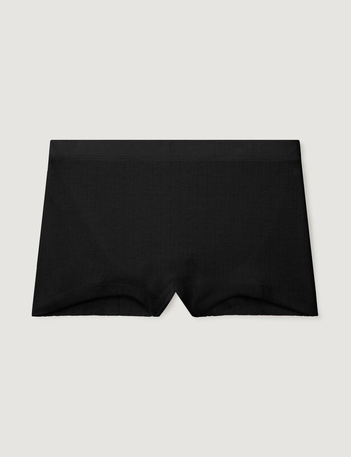 Women's Pointelle High Rise Boyshort::Black::Swatch
