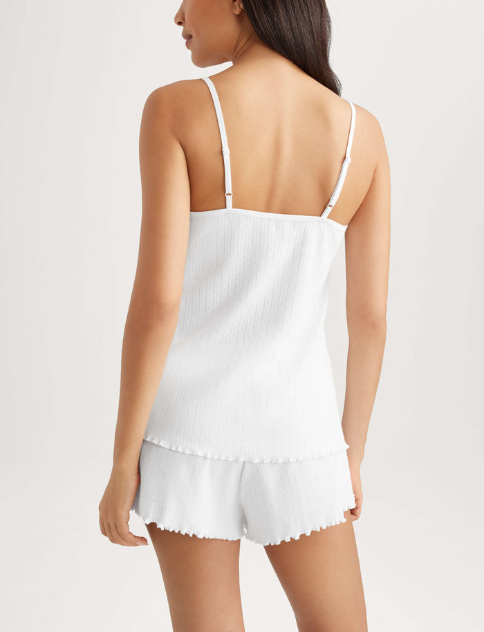 Women's Pointelle Rib Camisole::White