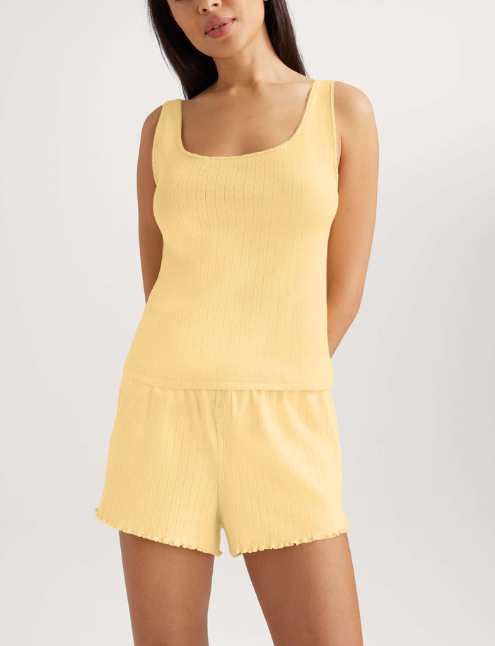 Women's Cotton Pointelle Rib Tank::Golden Haze