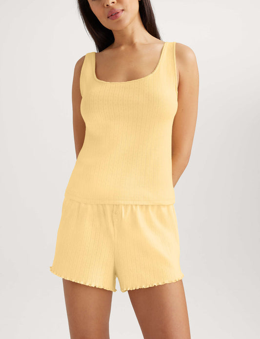 Women's Cotton Pointelle Rib Tank::Golden Haze