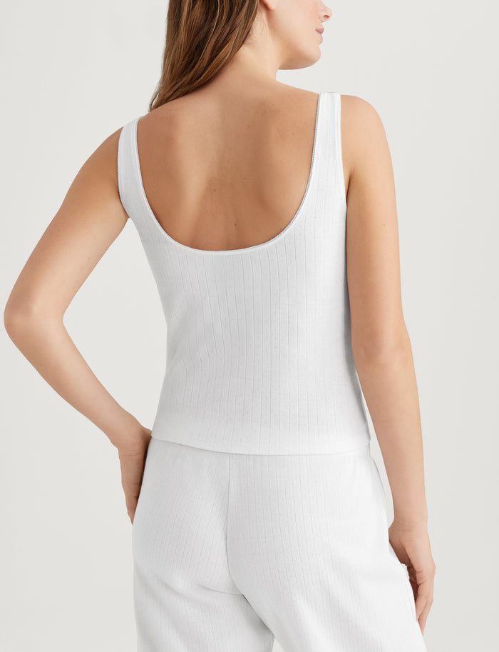 Women's Pointelle Rib Tank::White