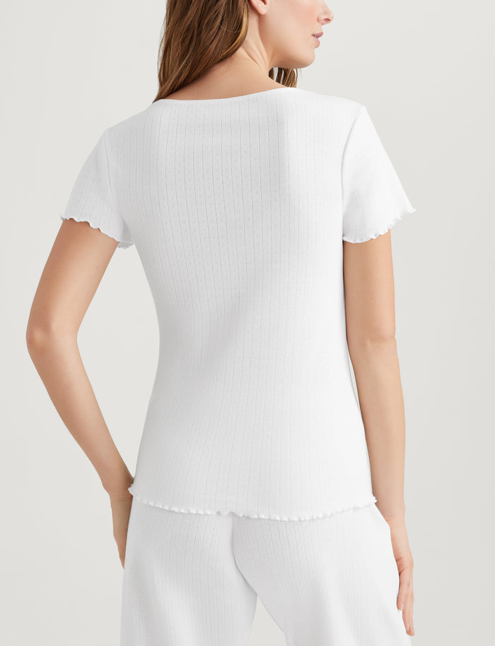 Women's Pointelle Rib Tee::White