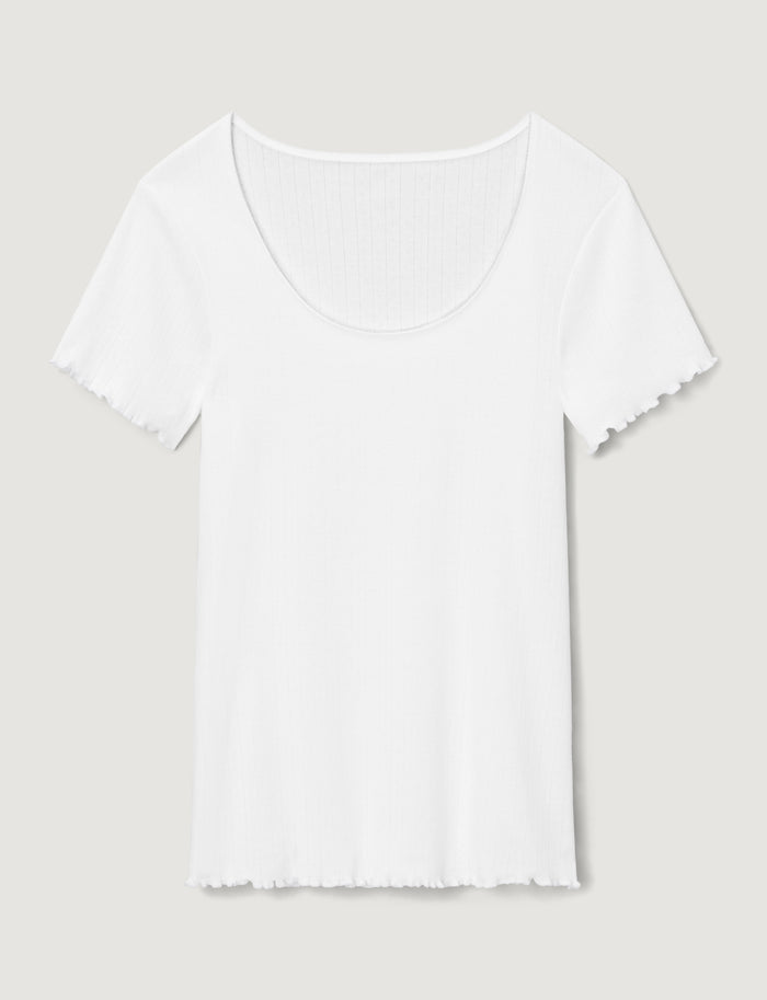 Women's Pointelle Rib Tee::White::Swatch