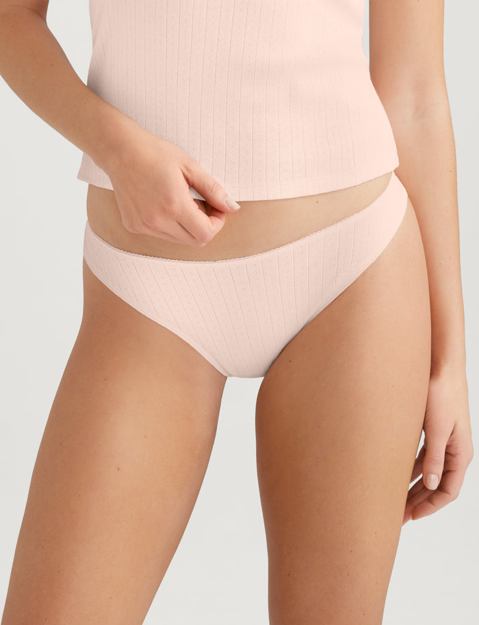 Women's Pointelle Thong::Soft Pink
