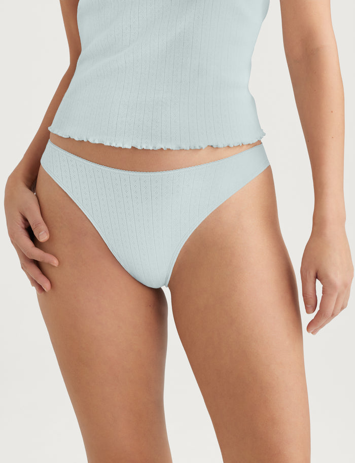 Women's Pointelle Thong::Ice Flow