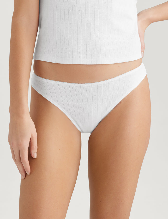 Women's Pointelle Thong::White